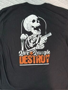 Zero Foxtrot XL Graphic Tee Black live Laugh Destroy skeleton